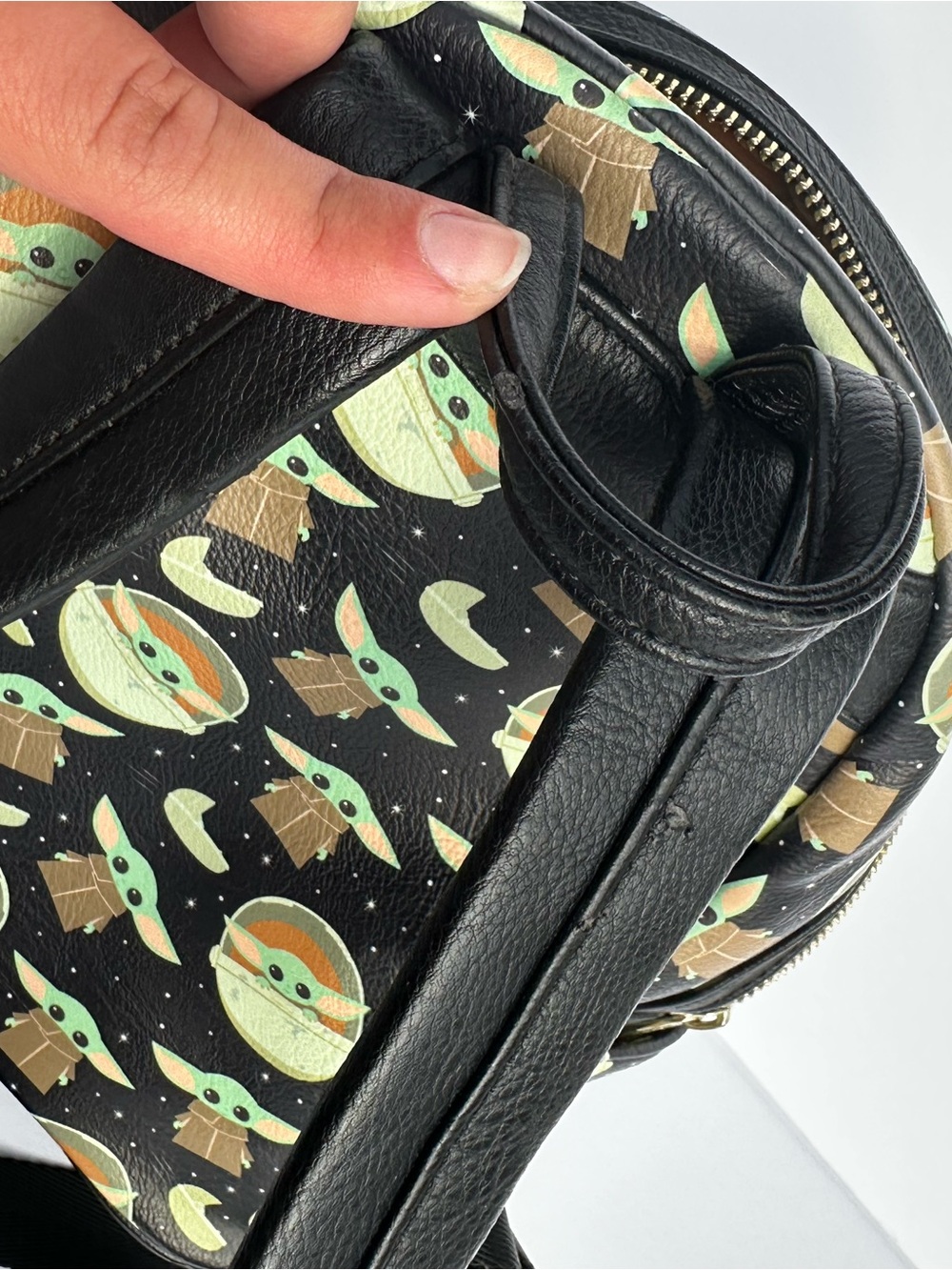 Loungefly Black Grogu Pattern Mini Backpack - Picture 10 of 10